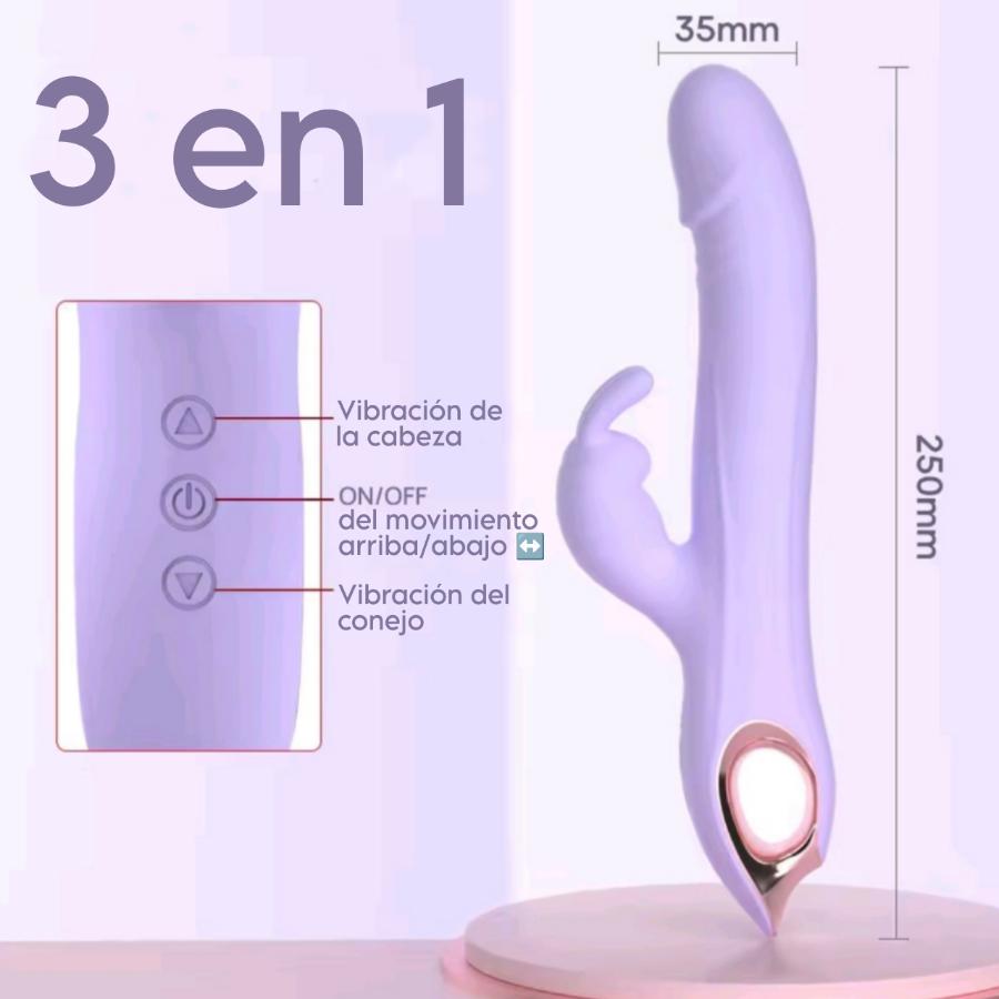 Akuma Bunny Vibrador con Movimiento y Perlas Giratorias